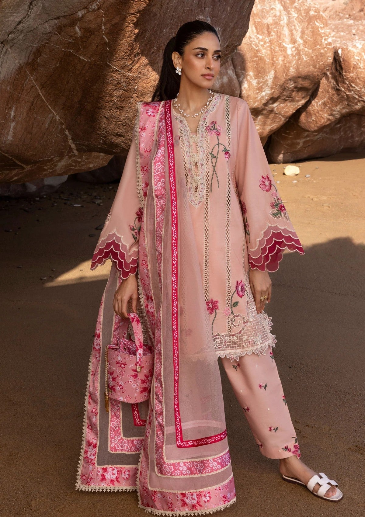 NF-266 Crimson Luxury Embroidered Danak Marina 3PC