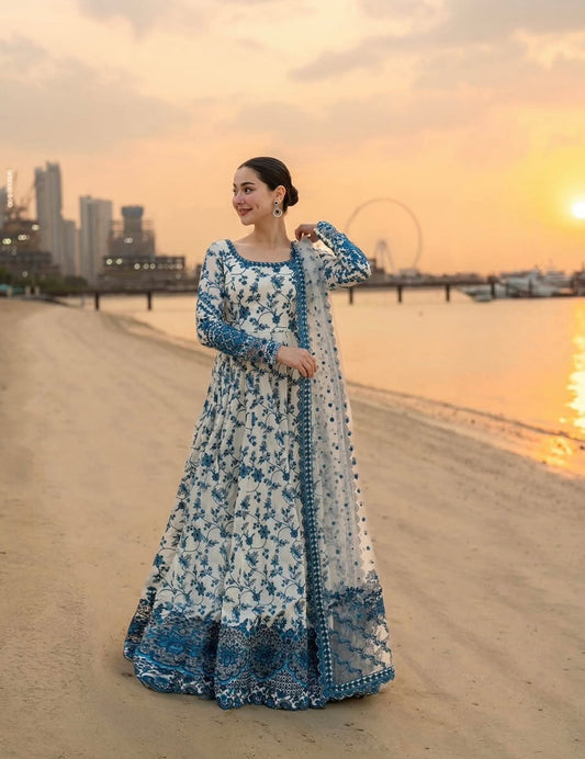 Faiza Sqlain Luxury Embroidered Full Frock / Maxi with Ready to wear Dubata 3PC