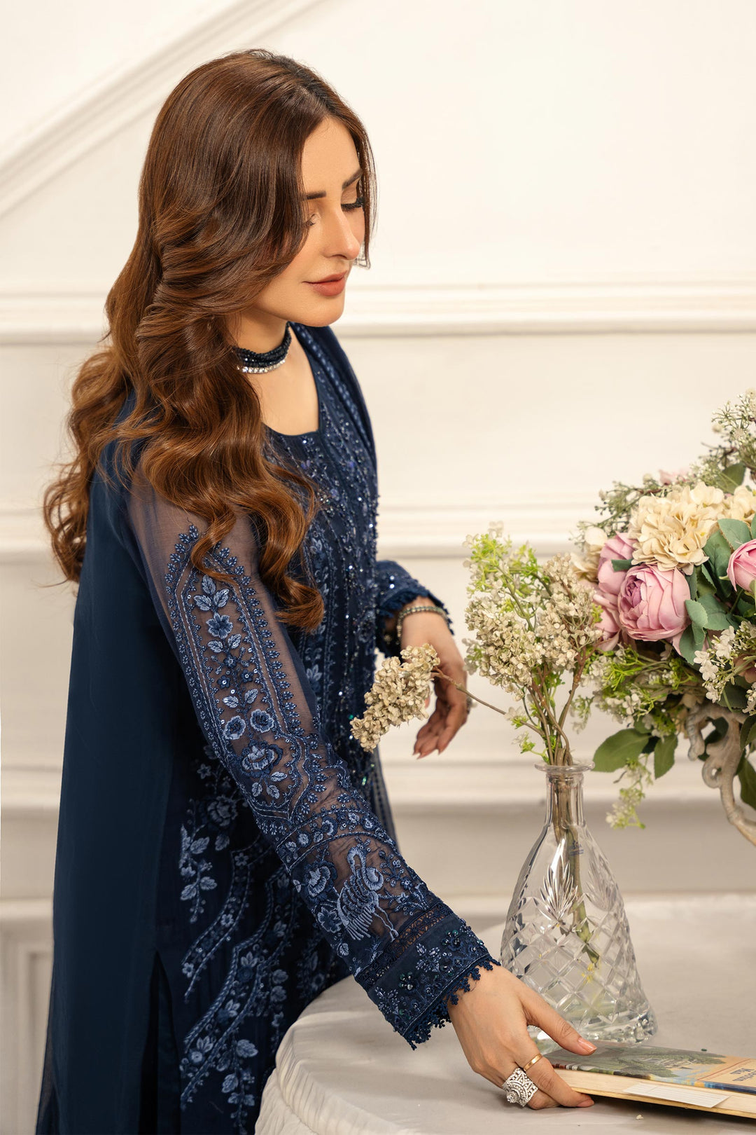 Nf-4255 Mariab Luxury Embroidered Danak 3PC