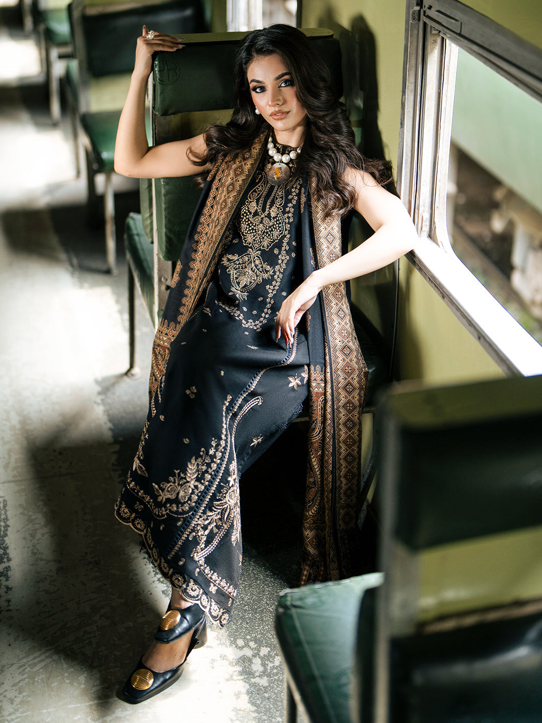 NF-821 Emaan Adil Luxury Embroidered Lawn 3PC