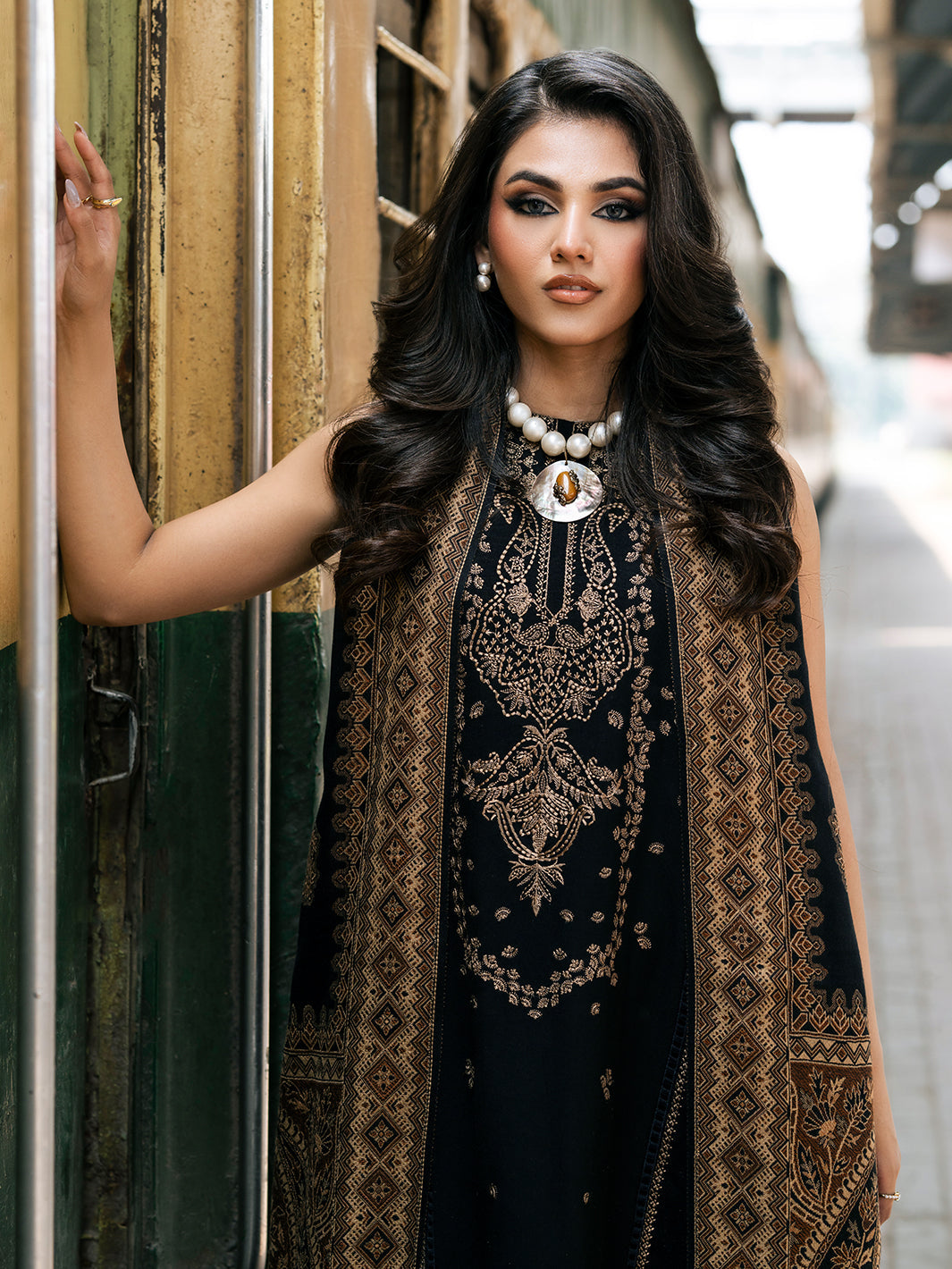 NF-821 Emaan Adil Luxury Embroidered Lawn 3PC