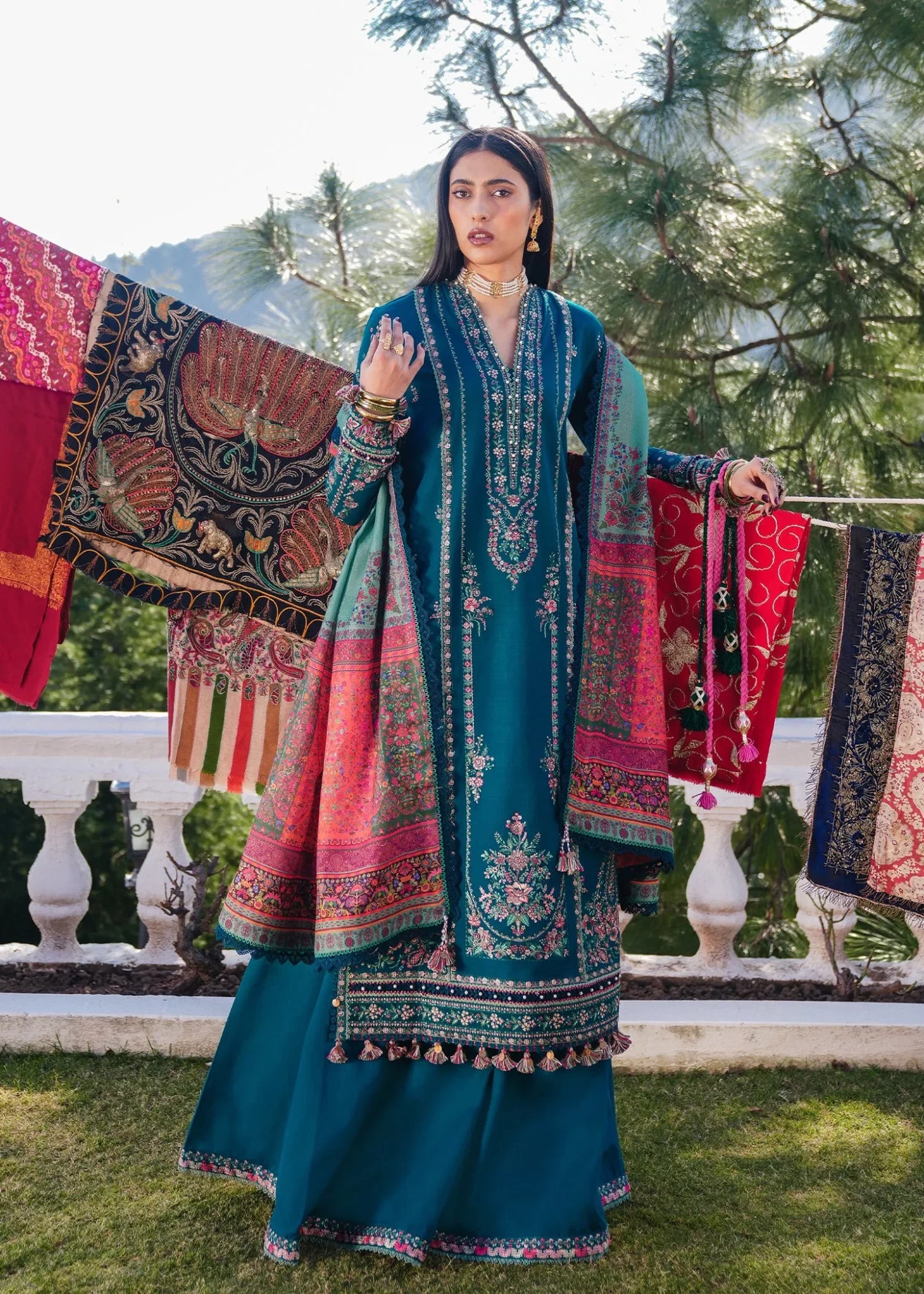 NF-121 hussain Rehar luxury Embroidered Danak 3PC