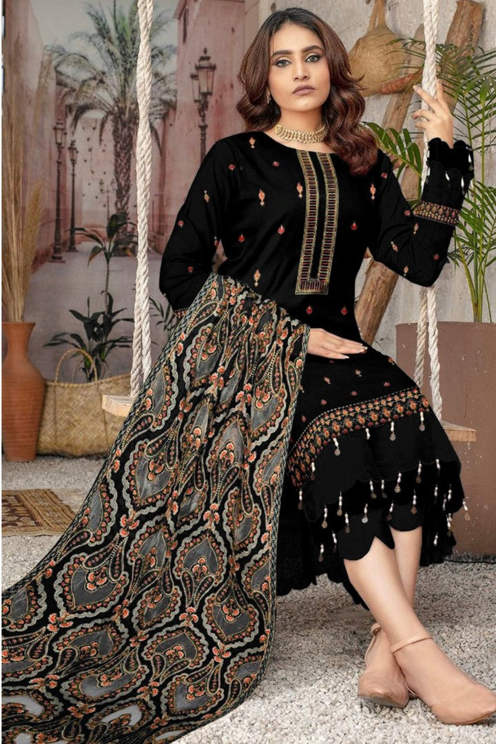 NF-501 Bareeze Lazercut Applic Shawl Set Danak 3PC