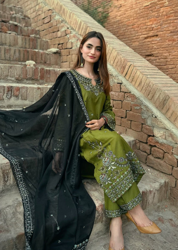 NF-528 Mushq Luxury Ready to wear Shawl Set 3PC