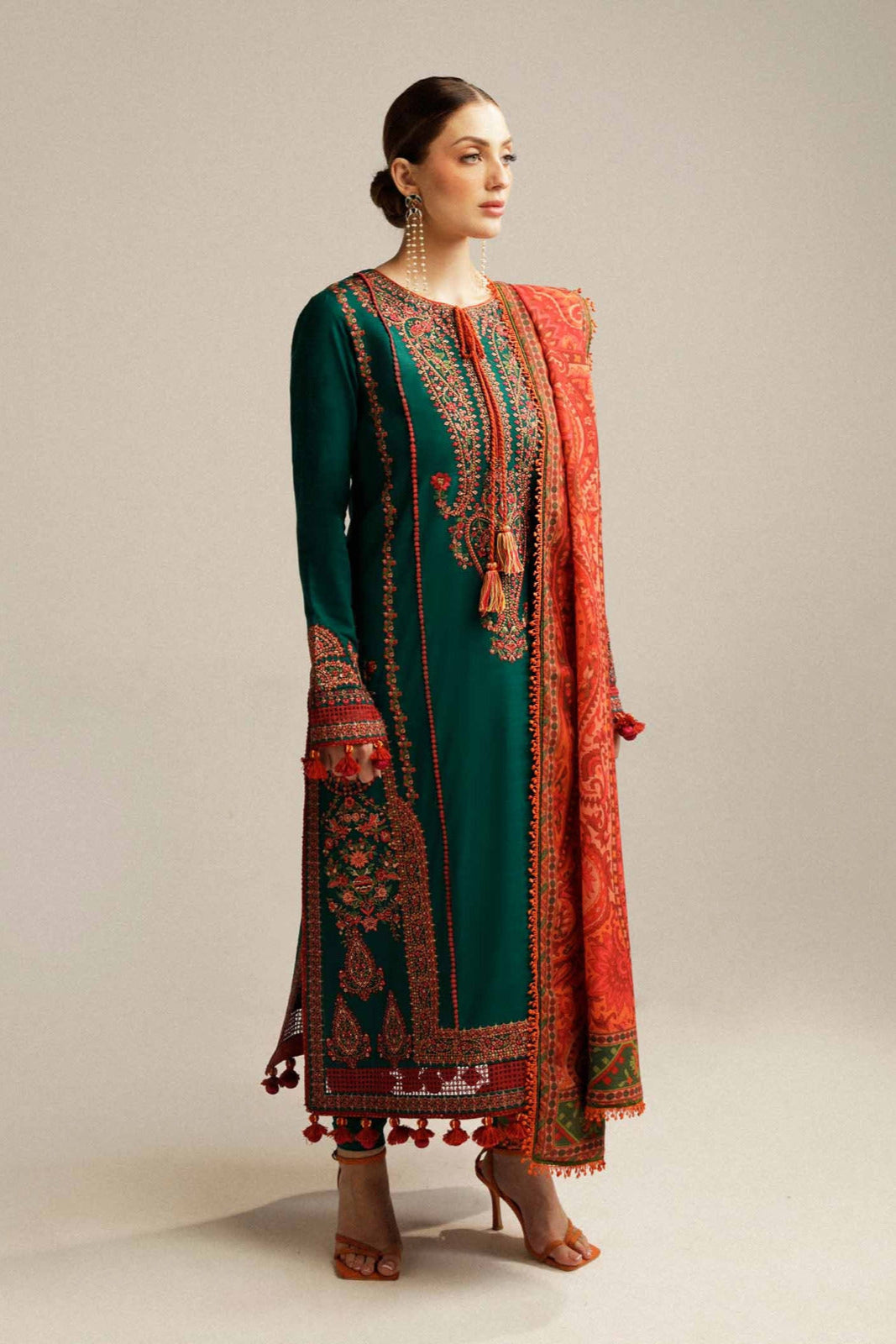 NF-726 Hussain Rehar Luxury Embroidered Danak-3PC