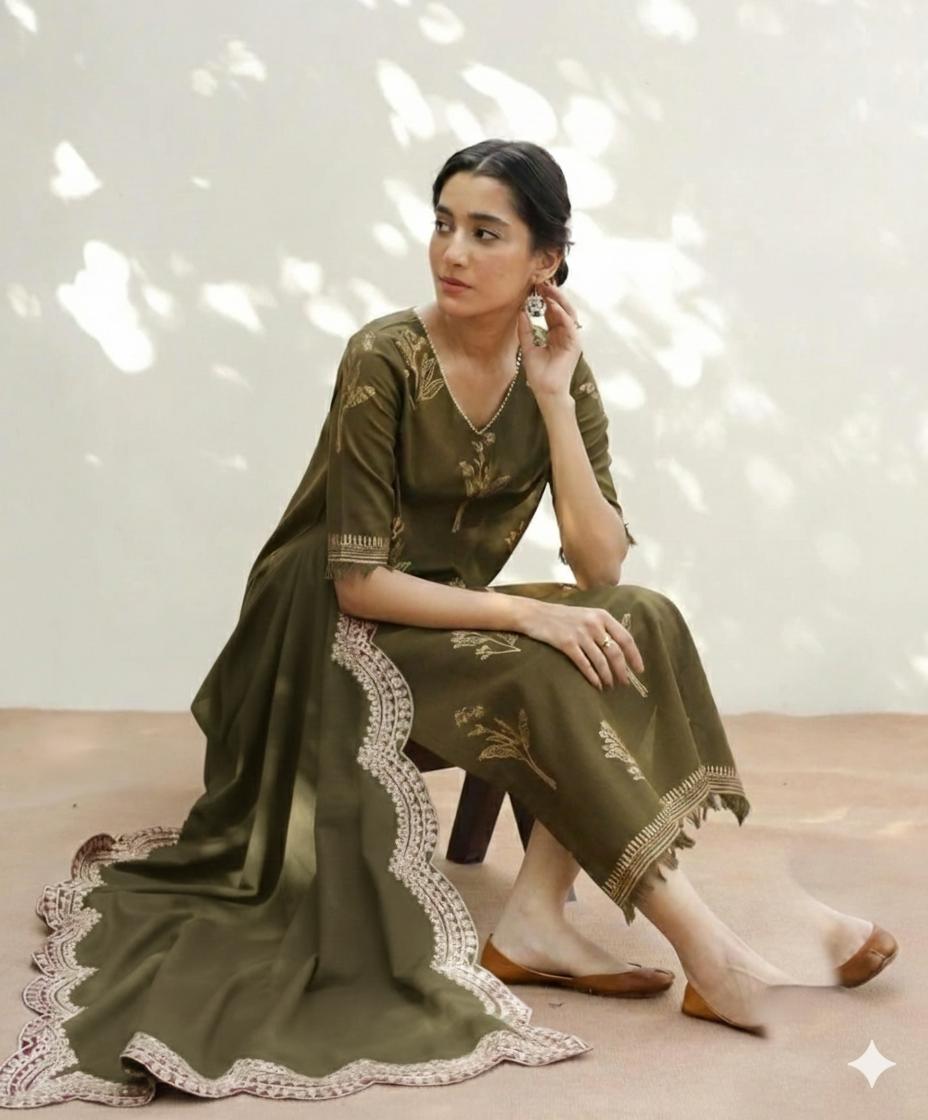 NF-1807 Mahrani Luxury Embroidered with Ready to Wear Dubata Lawn 3Pc