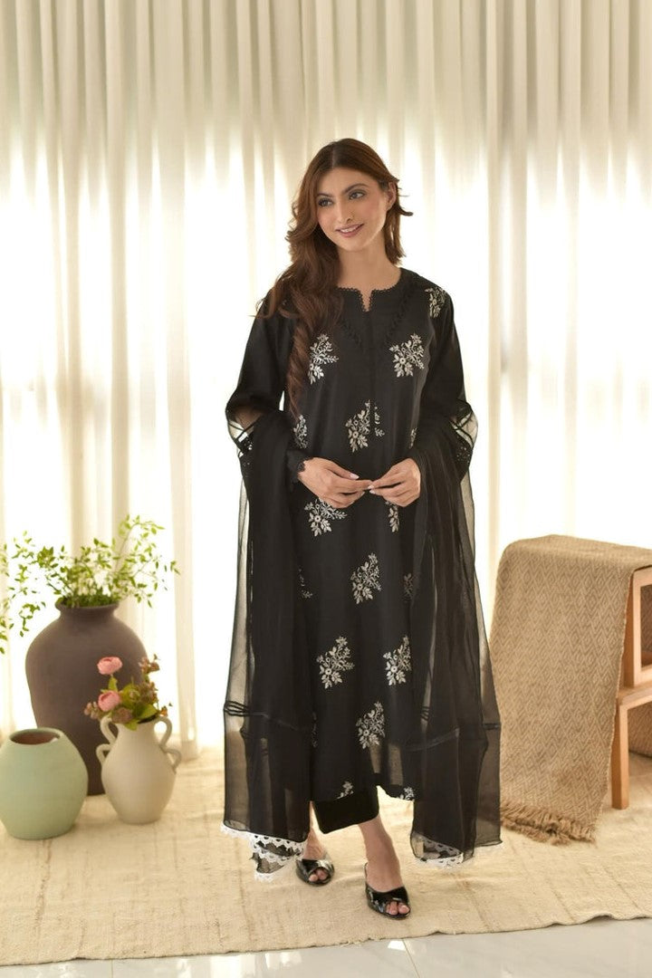 NF-5272 Hussain Rehar Luxury Embroidered Lawn 3PC