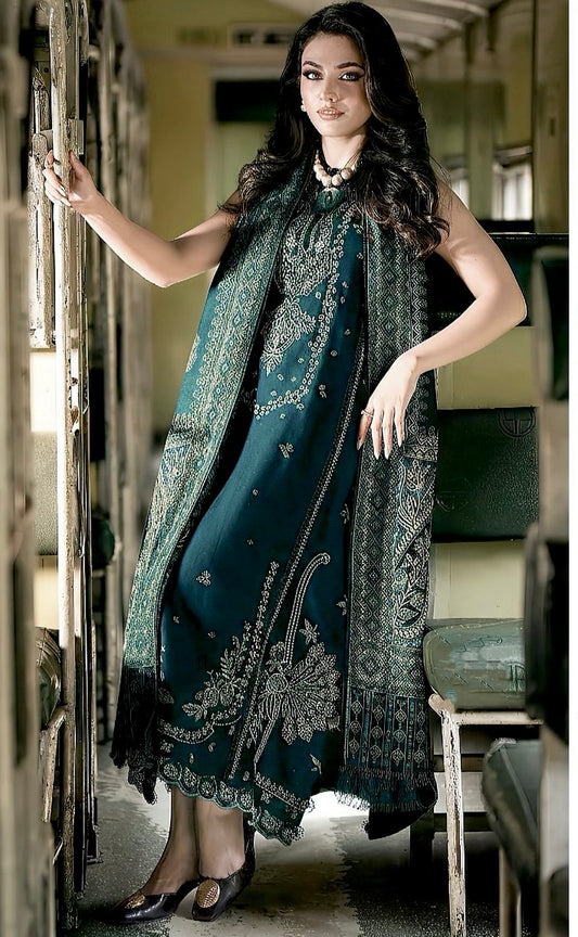 NF-328 Emaan Adil Luxury Embroidered Lawn 3PC