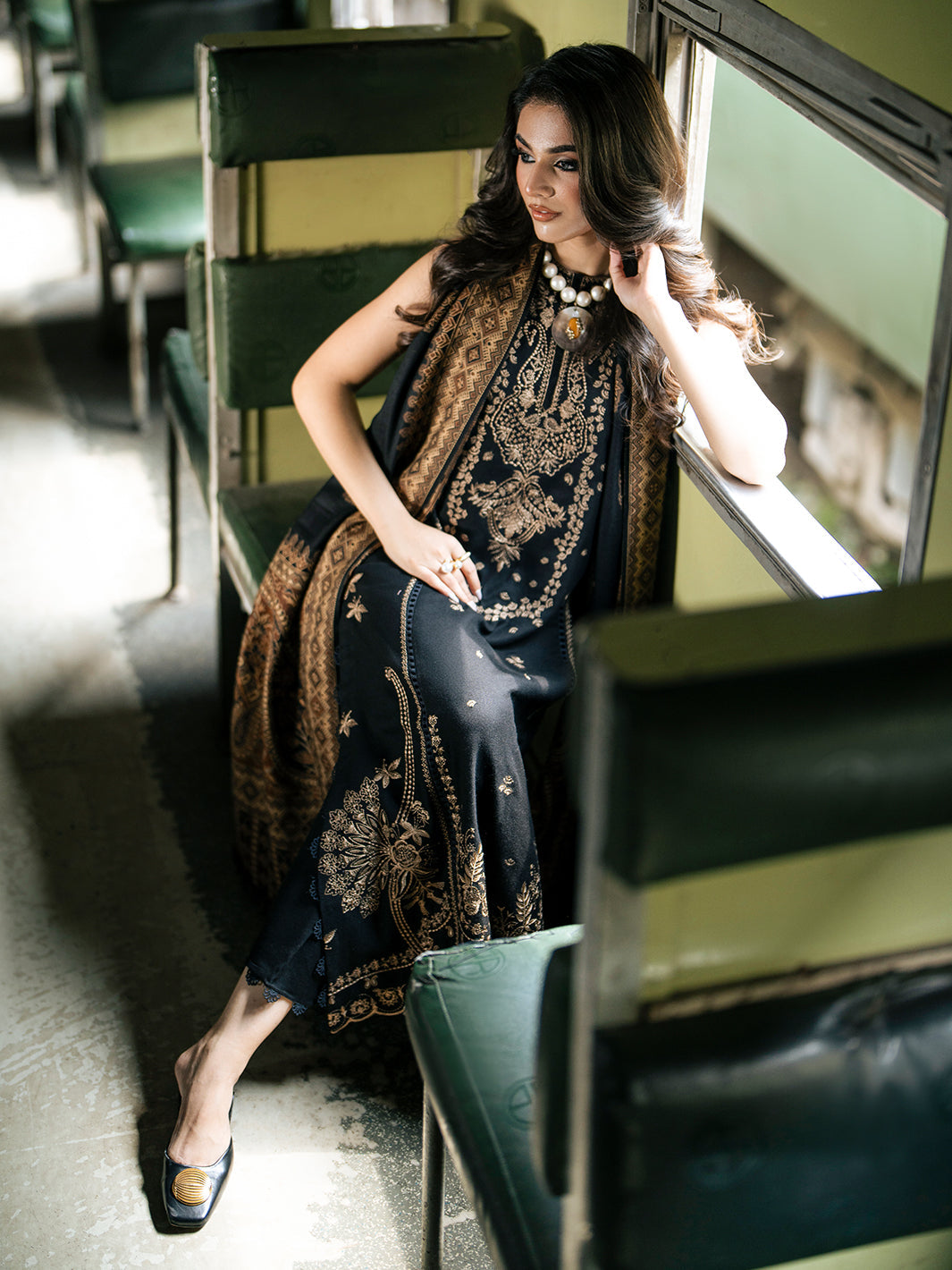 NF-821 Emaan Adil Luxury Embroidered Lawn 3PC