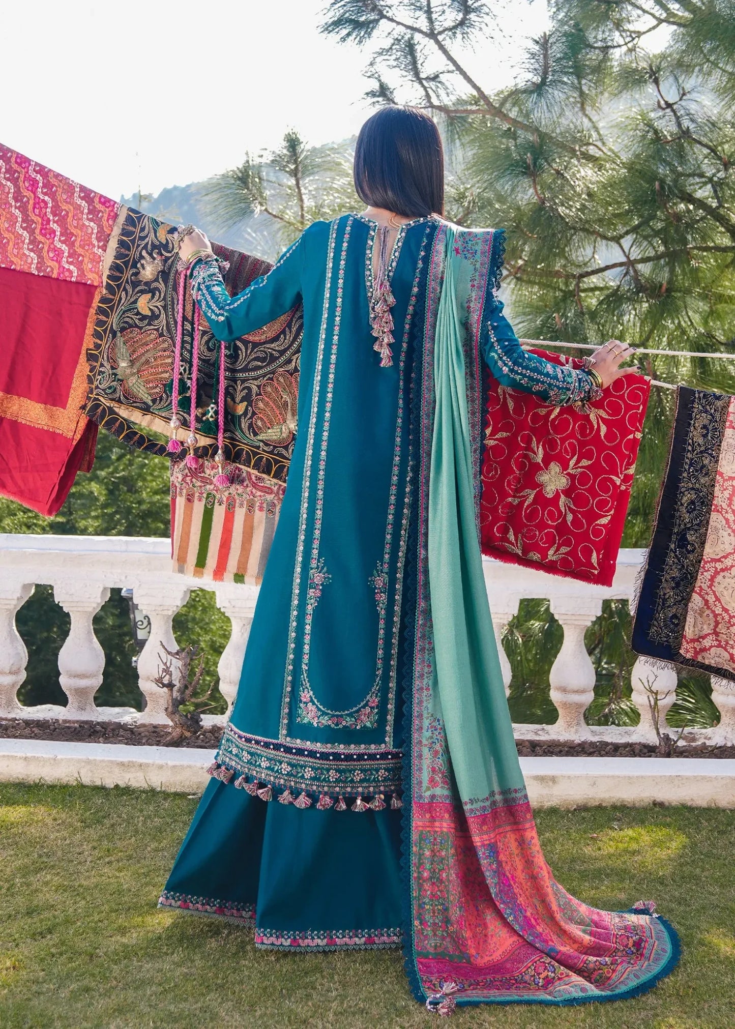 NF-121 hussain Rehar luxury Embroidered Danak 3PC