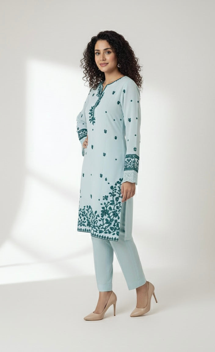 NF-308 Azure Luxury Embroidered lawn 2PC