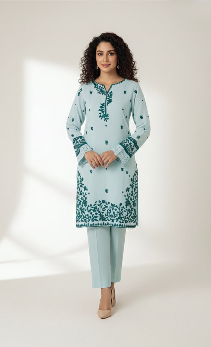 NF-308 Azure Luxury Embroidered lawn 2PC