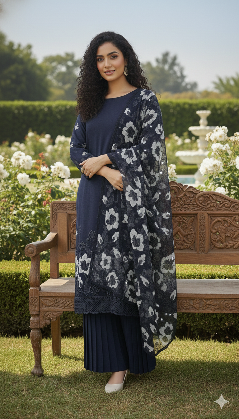 NF-510 Bareeze Lazercut Applic Shawl 3PC