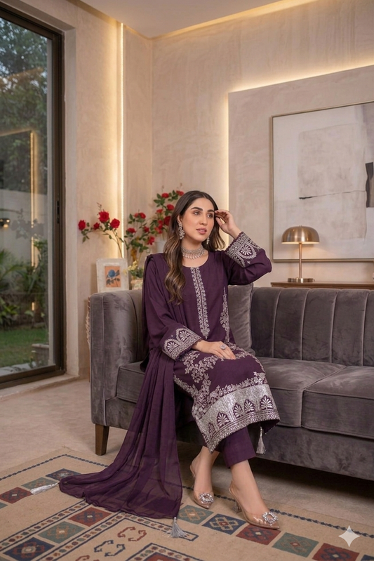 NF-336 Zarkash Luxury Embroidered Lawn 3PC