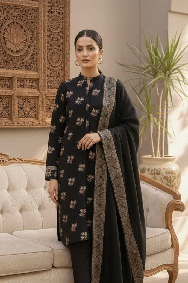 NF-022 Bareeze Allover with Jaquard wool shawl 3PC