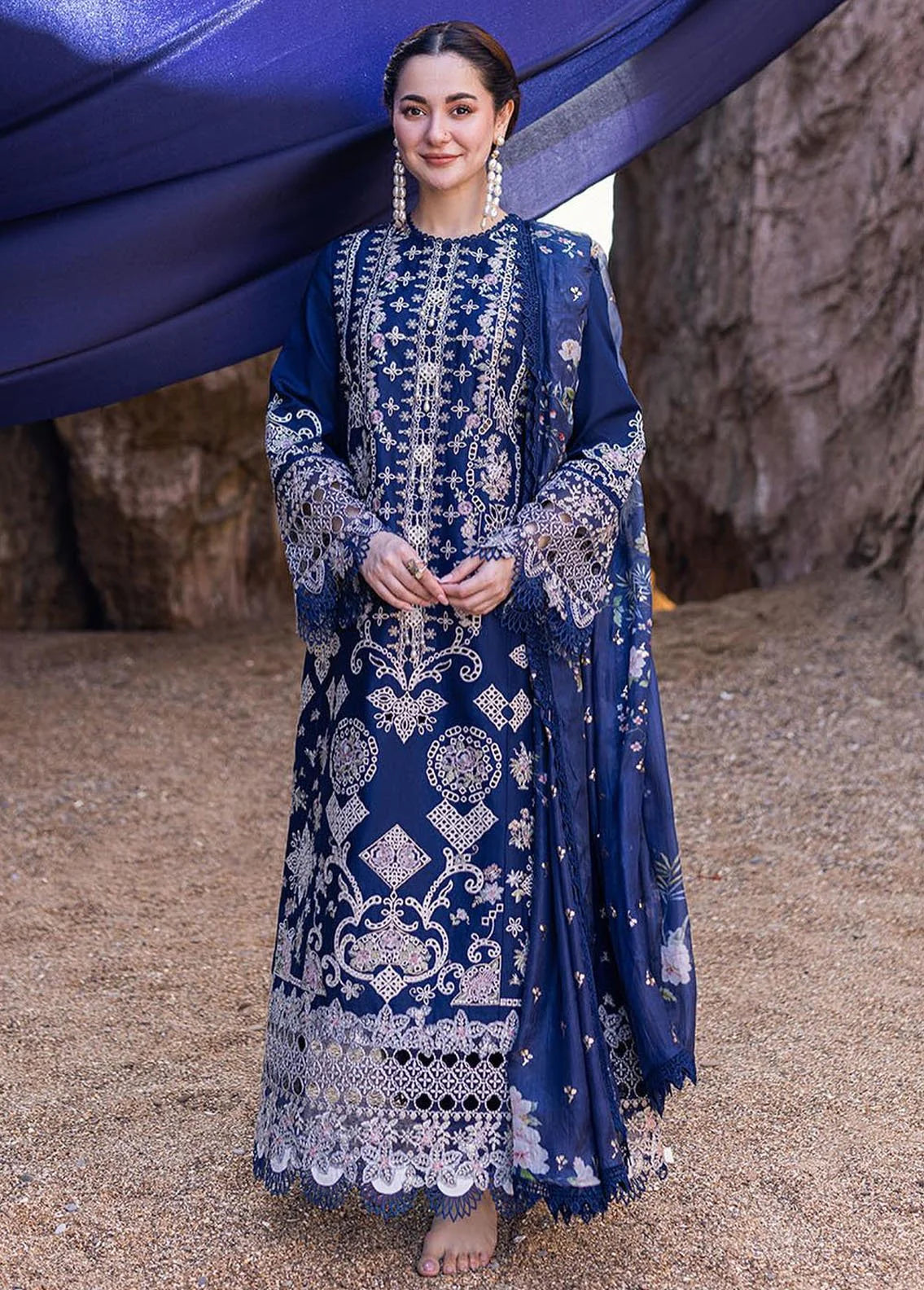 NF-6107 Qalamkar by Hania Luxury Emb Lawn 3PC