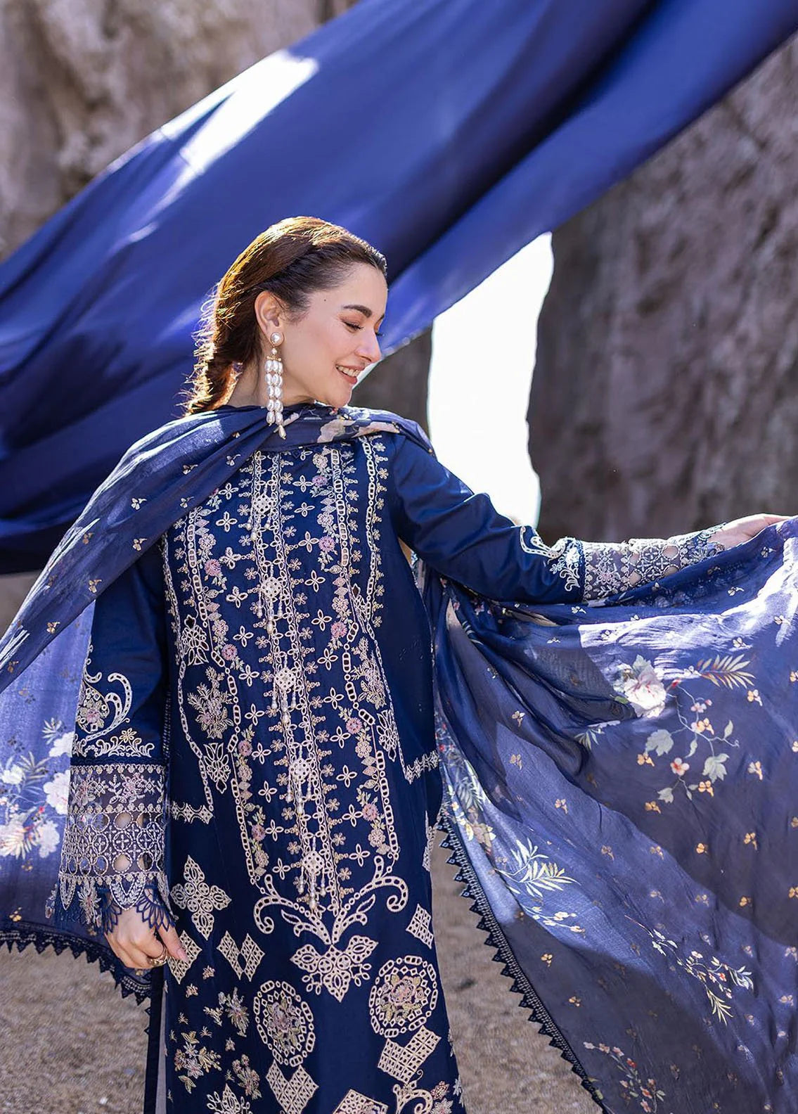 NF-6107 Qalamkar by Hania Luxury Emb Lawn 3PC